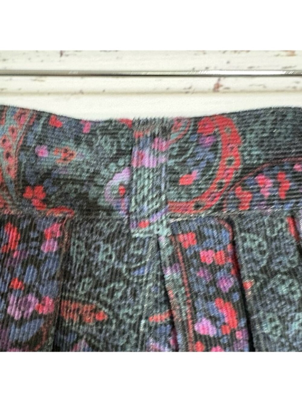 L.L.Bean Paisley Corduroy Pleated Midi Skirt - Picture 6 of 15